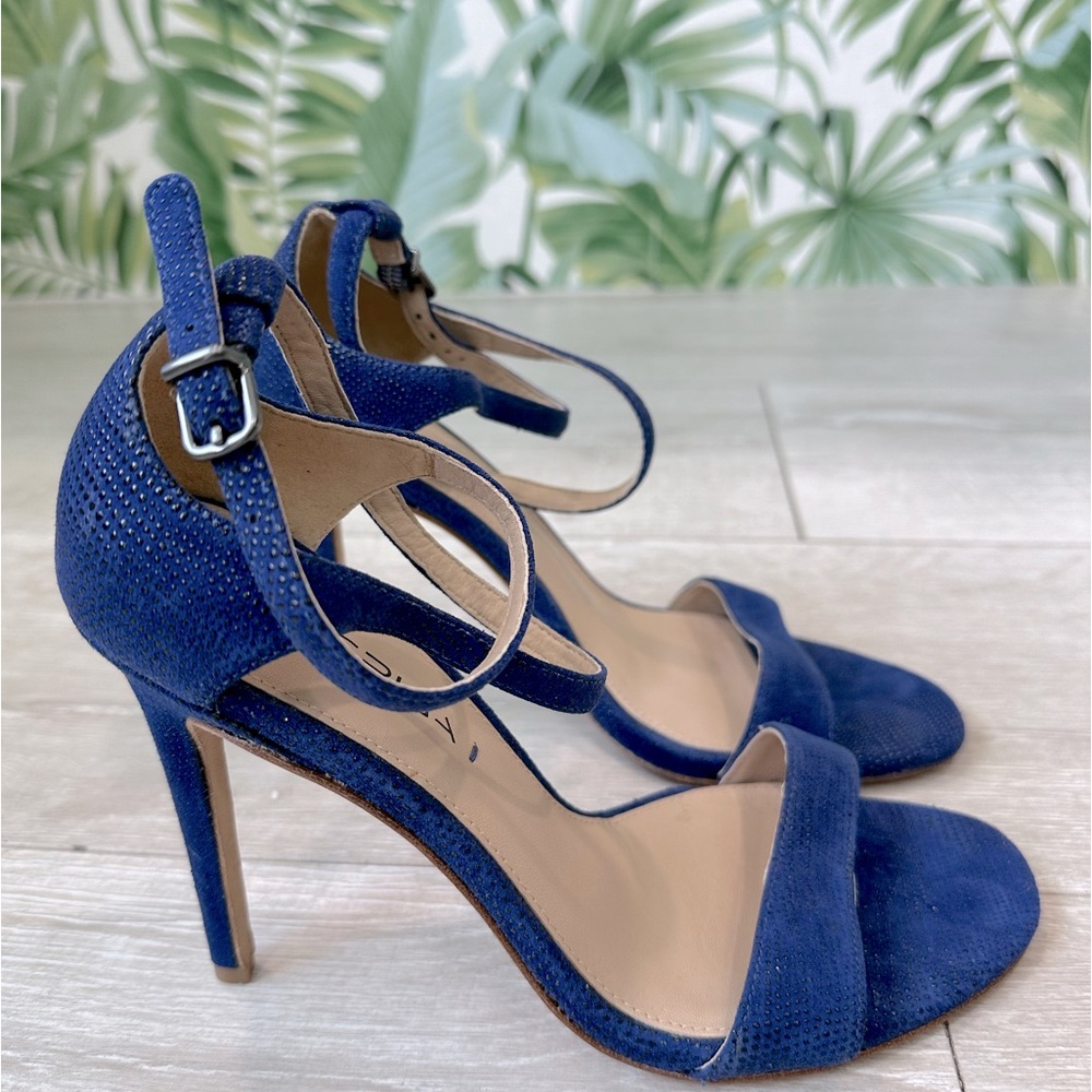 Via Spica Royal Blue Suede Strappy Sandals